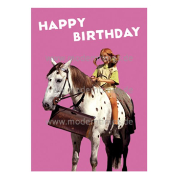 Postkarte - Pippi Langstrumpf (Happy Birthday)