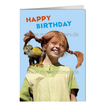 Klappkarte - Pippi Langstrumpf (Happy Birthday)