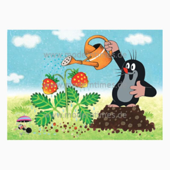 Postkarte - Der kleine Maulwurf (mit Erdbeeren)