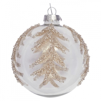 Christbaumkugel - Clear leaf gold glitter