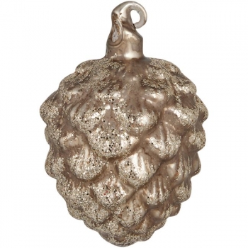 Christbaumkugel - Cone glass grey glitter medium