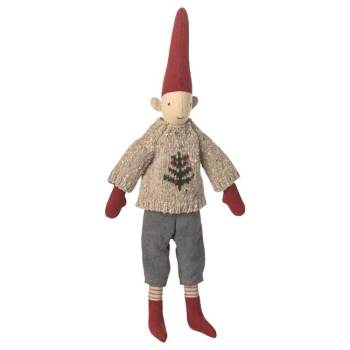 Stoff-Wichtel (Size 2) - Junge mit Tannenbaum-Pullover