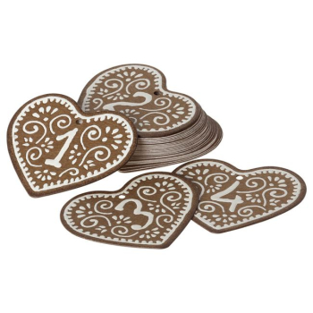 Adventskalenderzahlen (1 - 24) - Lebkuchen-Herzen
