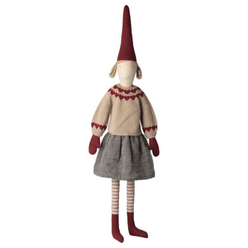 Stoff-Wichtel (Size 6) - Mädchen mit Herzen-Pullover