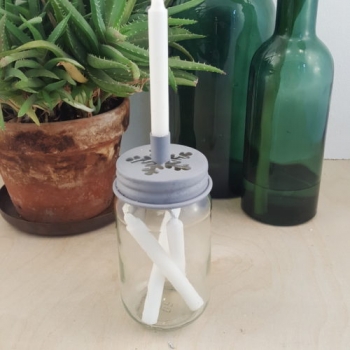 Kerzenhalter mit Glas - Schneeflocke