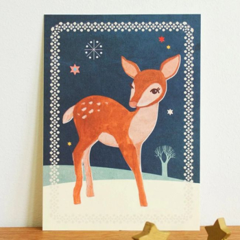 Postkarte - Reh im Schnee