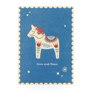 Postkarte - Dalapferd (Love & peace)