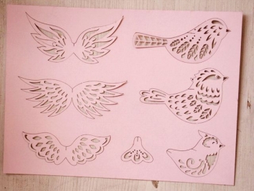 Preview: Anhänger-Set - Vögel rosa (3 Stück)