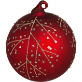Christbaumkugel - Abella red glitter (large)